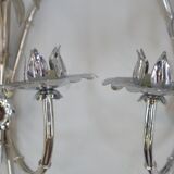 Paire d’appliques palmiers chrome style bambou des années 1970