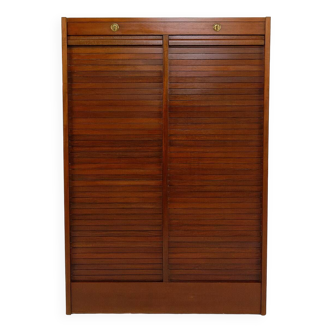 Notary's furniture / double curtained filing cabinet in mahogany, Art Deco / Industrial, France, circa 1940