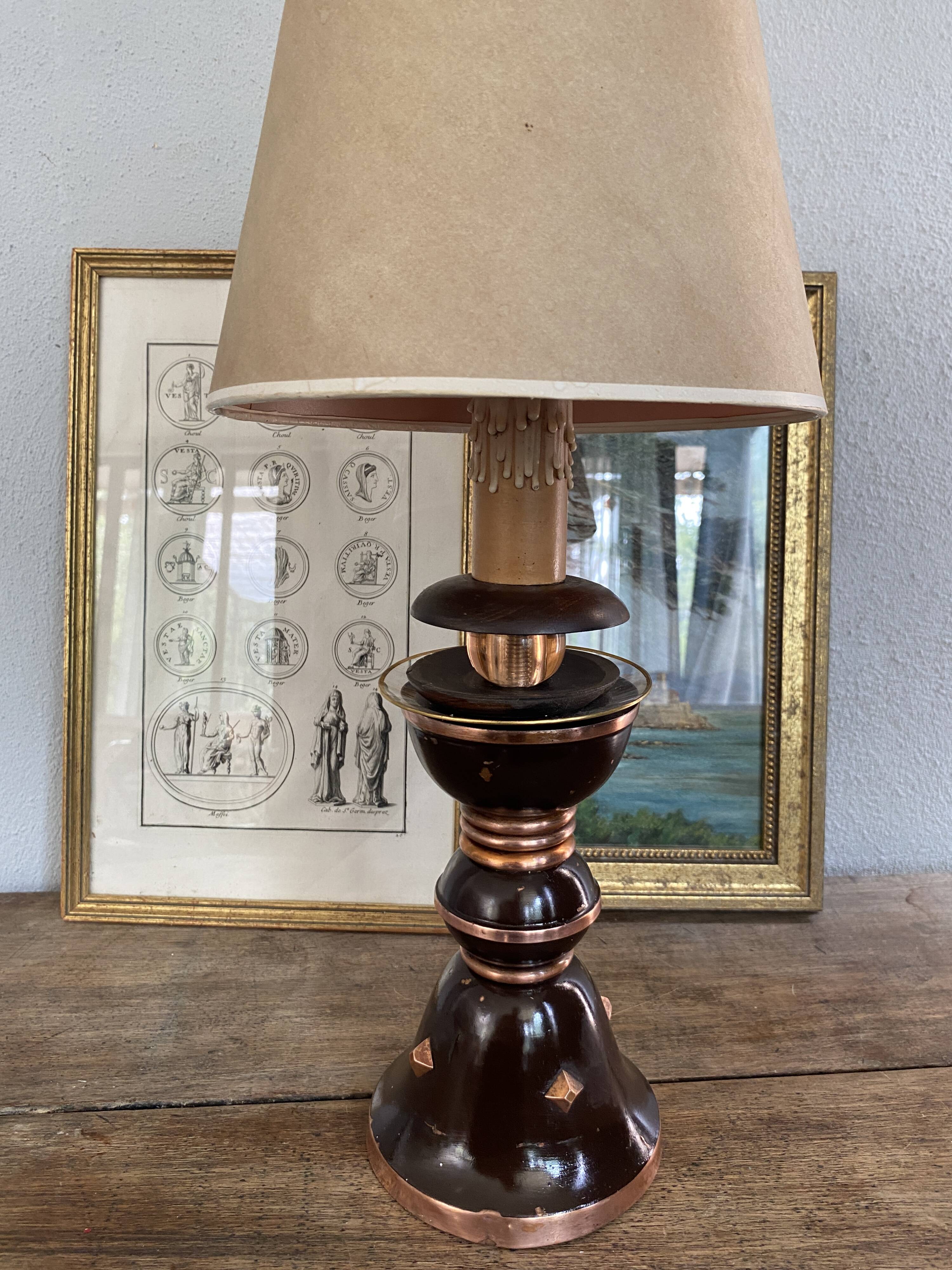 Lampe russe et abat-jour papier, 1960