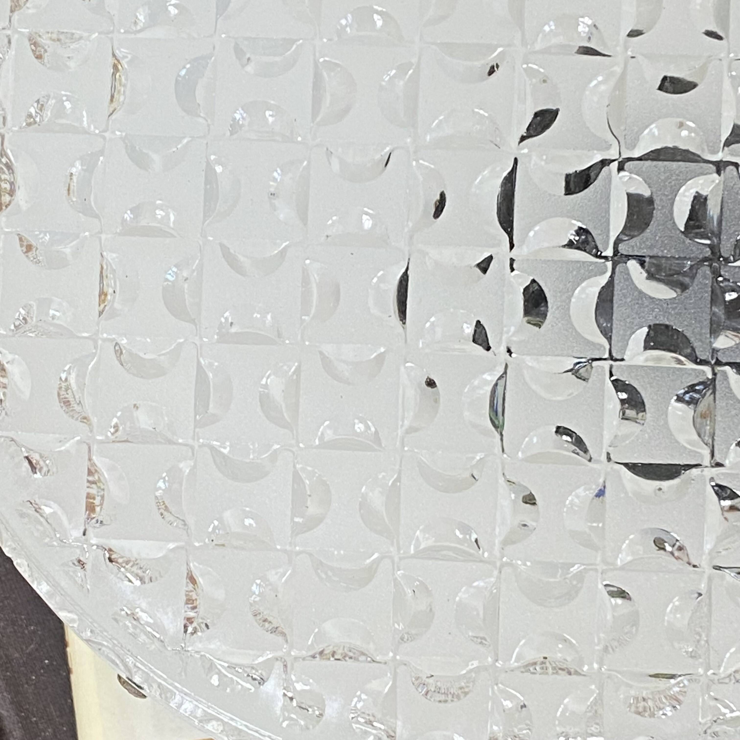 Square wall light or ceiling light with transparent glass from the 1970s.