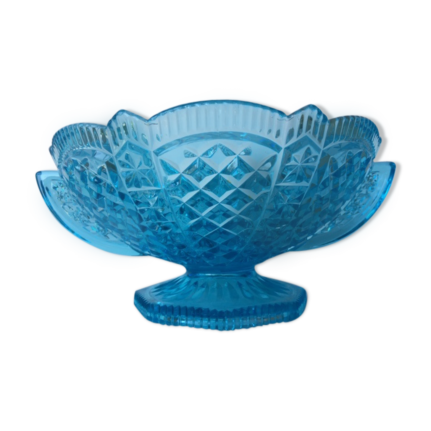 Blue glass fruit cup