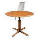Modular round teak table with central base by Osvaldo Borsani.