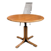 Table modulable ronde teck vintage pied central Osvaldo Borsani