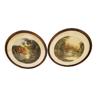 Lot of 2 round frames Jean Joseph Chabridon