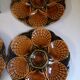 Lot de 5 assiettes à huîtres en barbotine, sarreguemines