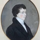 German school (?) of the early 19th century, Portrait of a young man wearing glasses.
