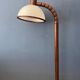 Mid-century floor lamp in brown wood by Steinhauer with an acrylic glass shade.