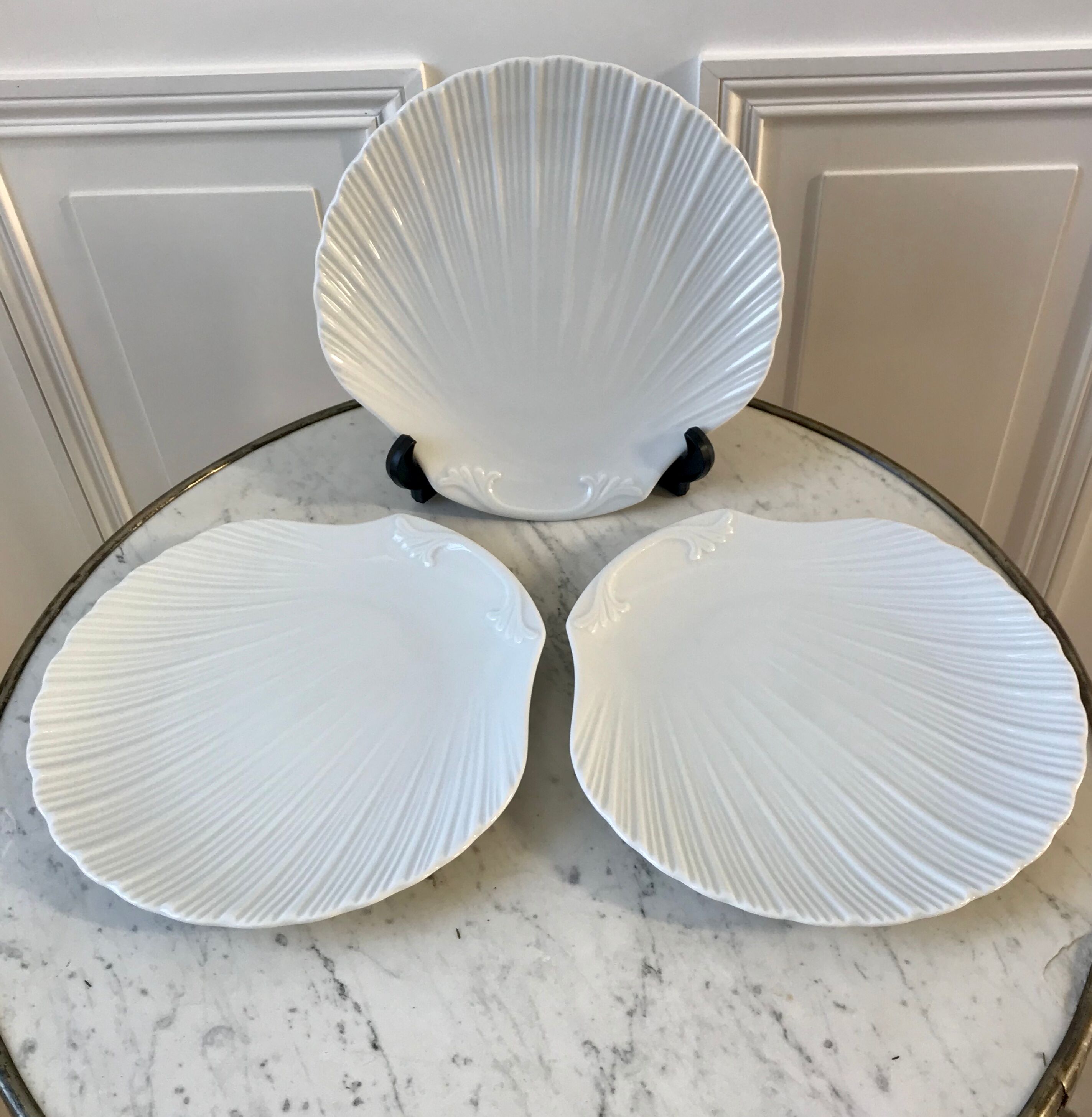Set of 3 dishes Shell in Limoges porcelain