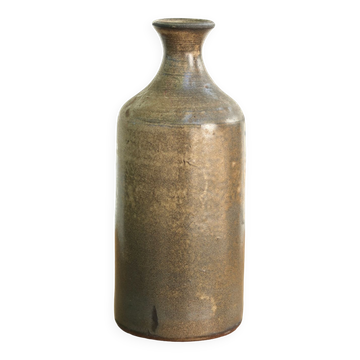 Beige brown ceramic bottle vase, 70s