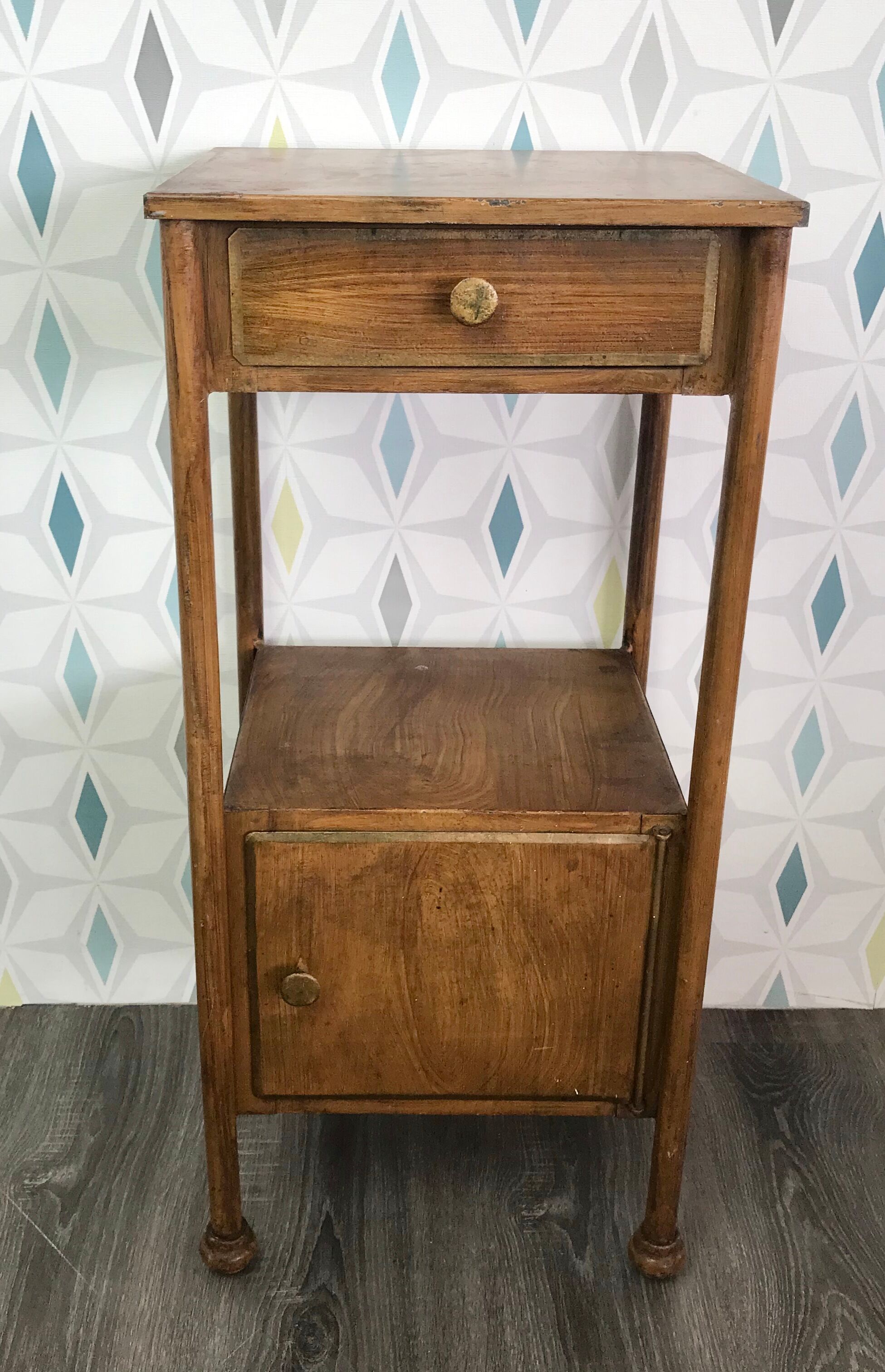 Painted metal bedside table
