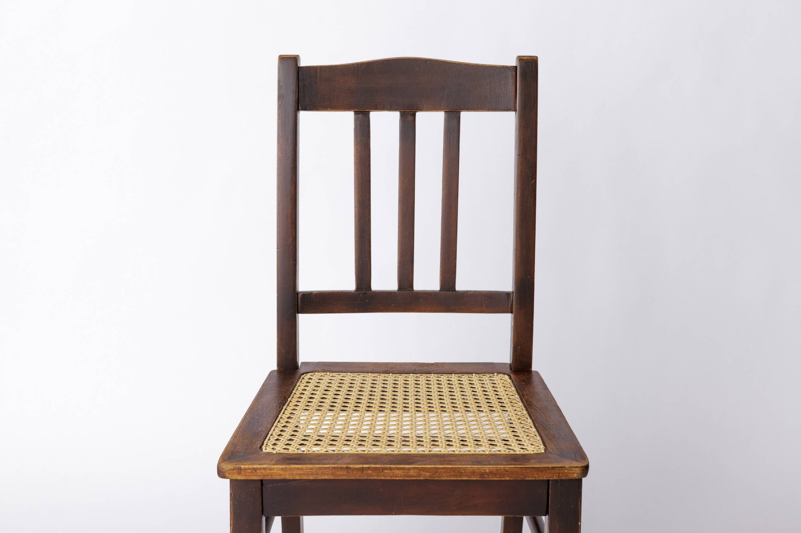 Antique Beech Wood Chair – 1940s German Desk or Dining Chair with New Cane