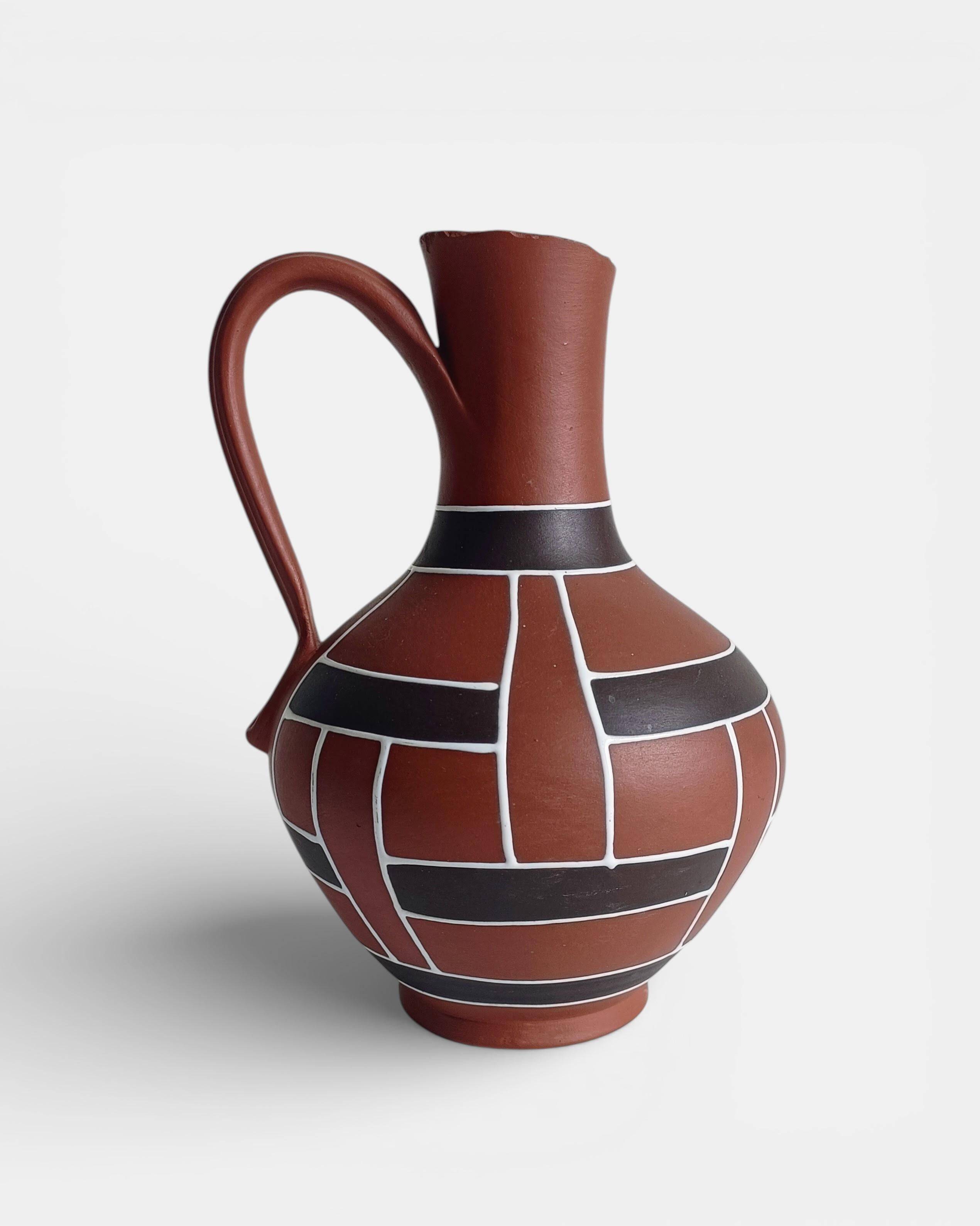 Mid-Century Modern Terracotta Pitcher by AKRU, West Germany, 1950s