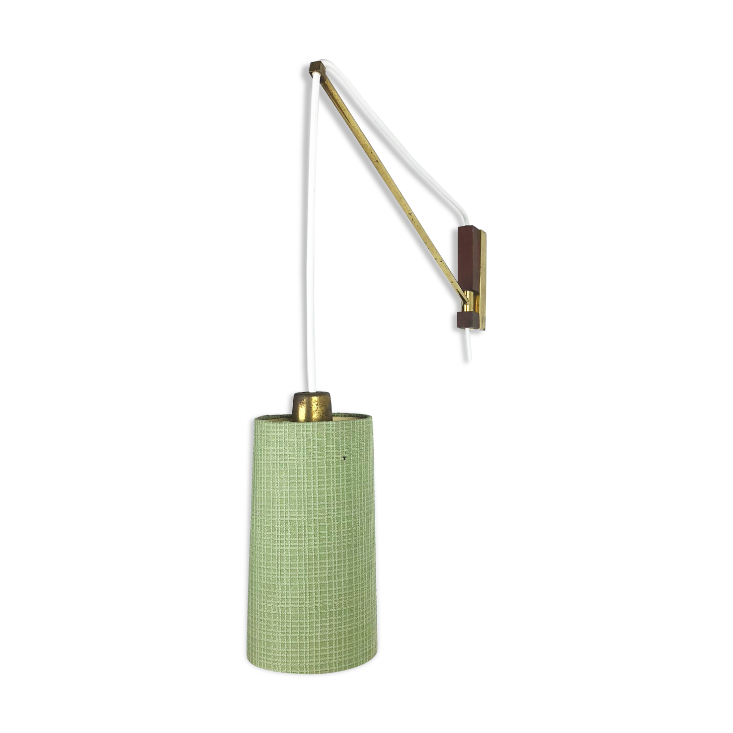 Danish brass and teak wall light, Denmark, 1960s