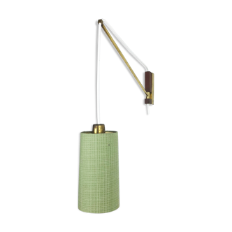 Danish brass and teak wall light, Denmark, 1960s