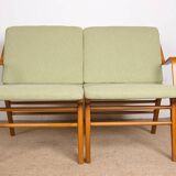 Danish 2-seater sofa in laminated beech and mahogany model AX by Peter Hvidt
