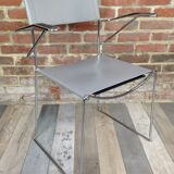 Lot of 4 Italian design chairs in leather and chrome