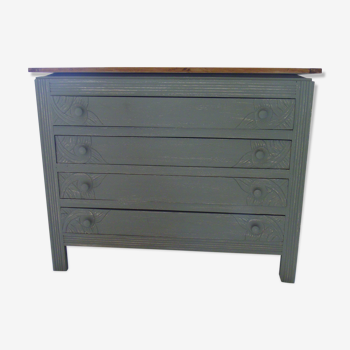 Chest of drawers art deco patina green gray white powder