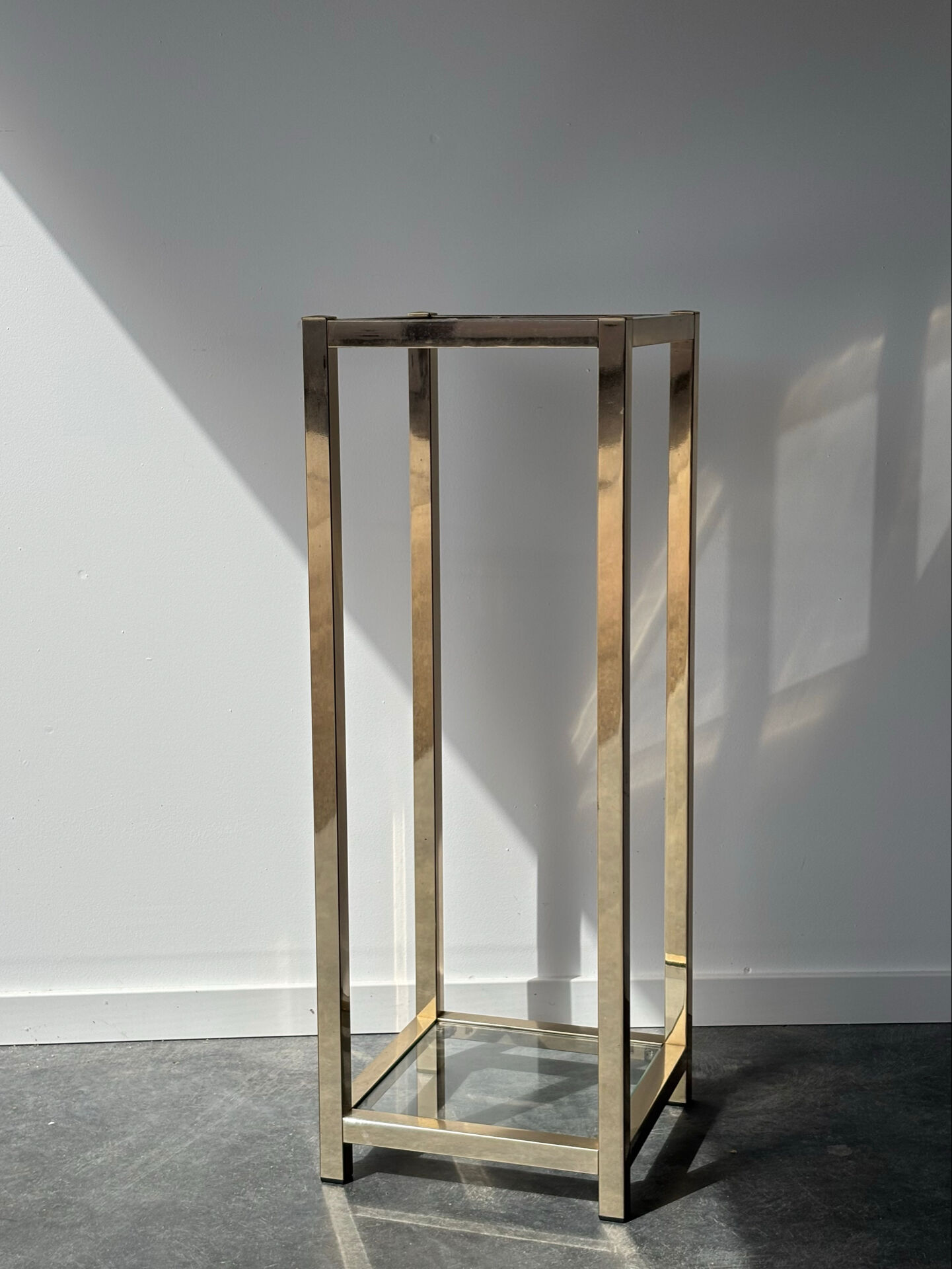 Golden metal and glass side table – 1970s