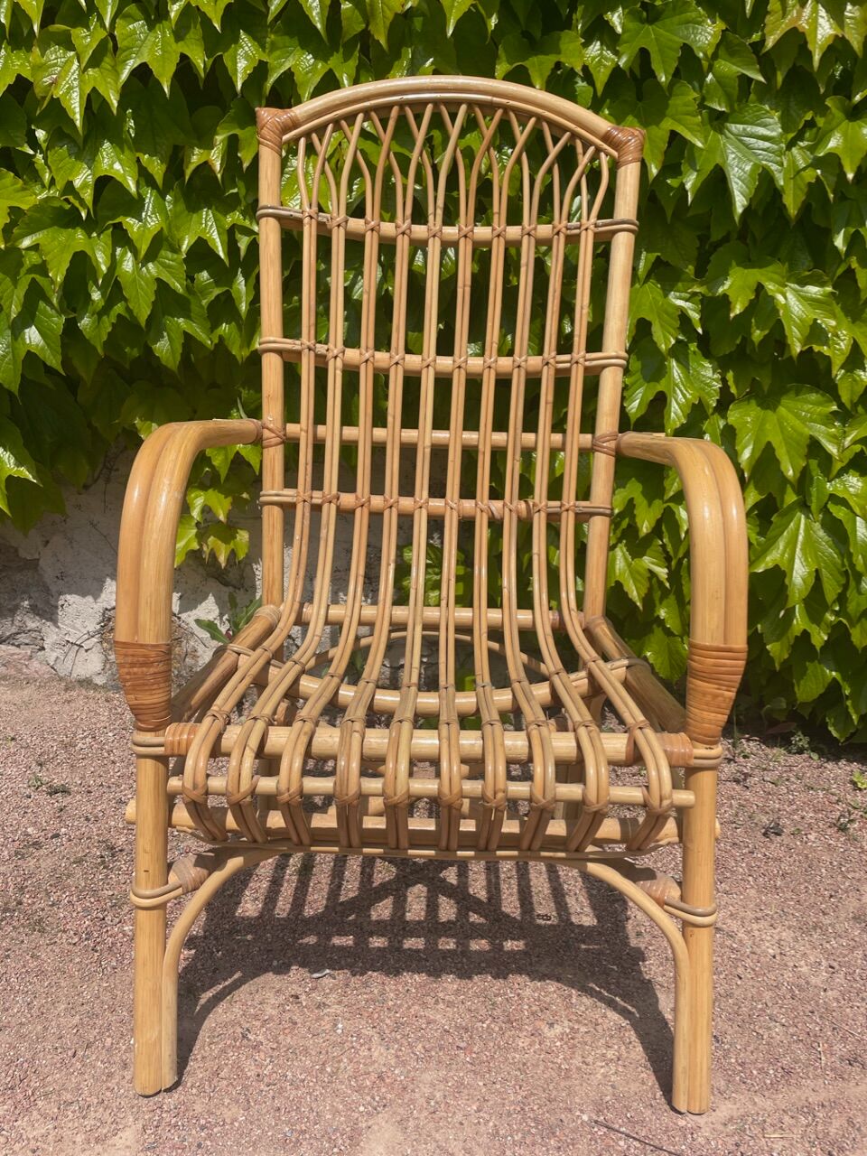 Series of 4 rattan armchairs from the 70s from the Netherlands