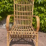Series of 4 rattan armchairs from the 70s from the Netherlands