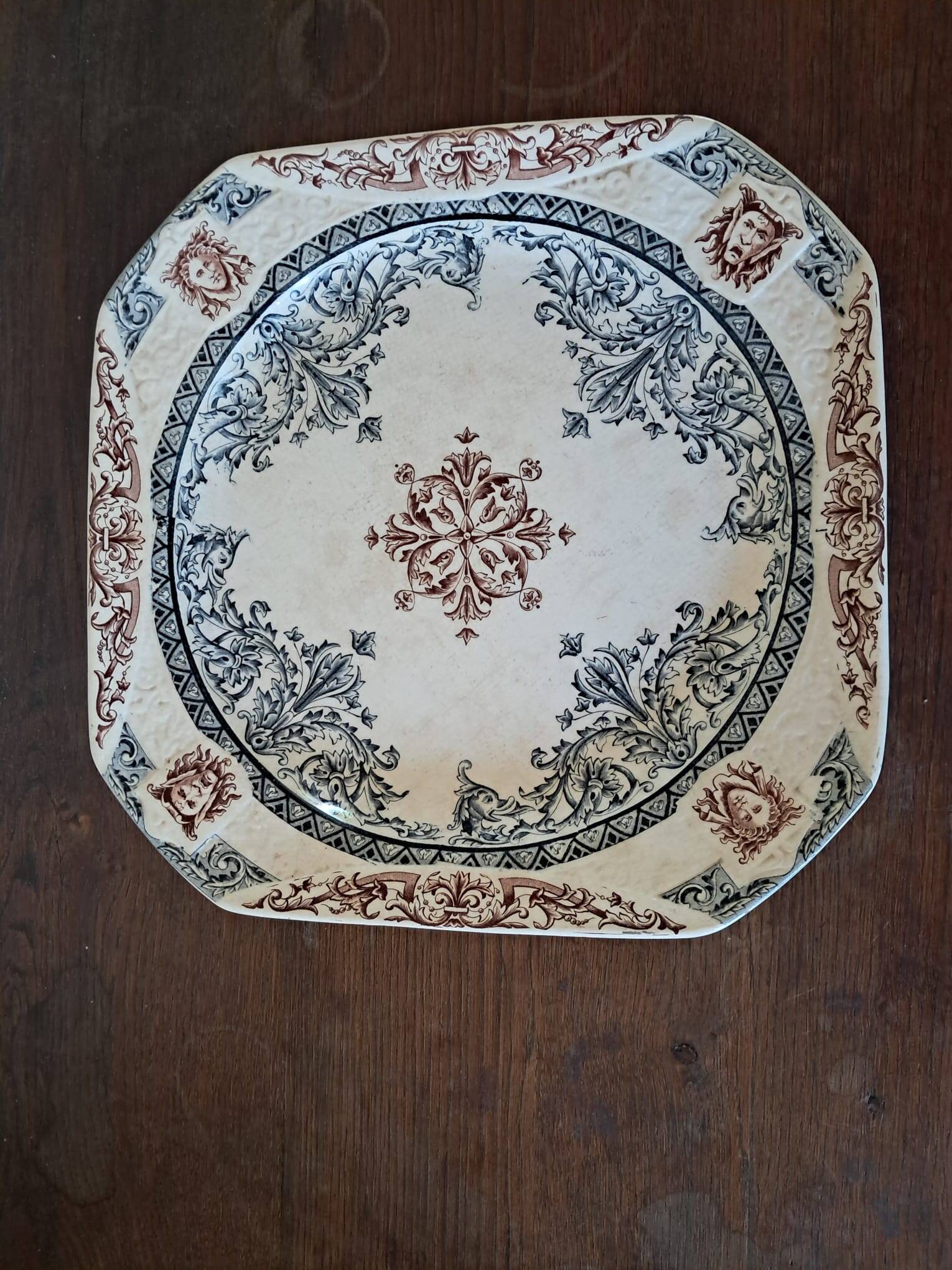 Square decorative plate terre de fer longchamp model diane - antique