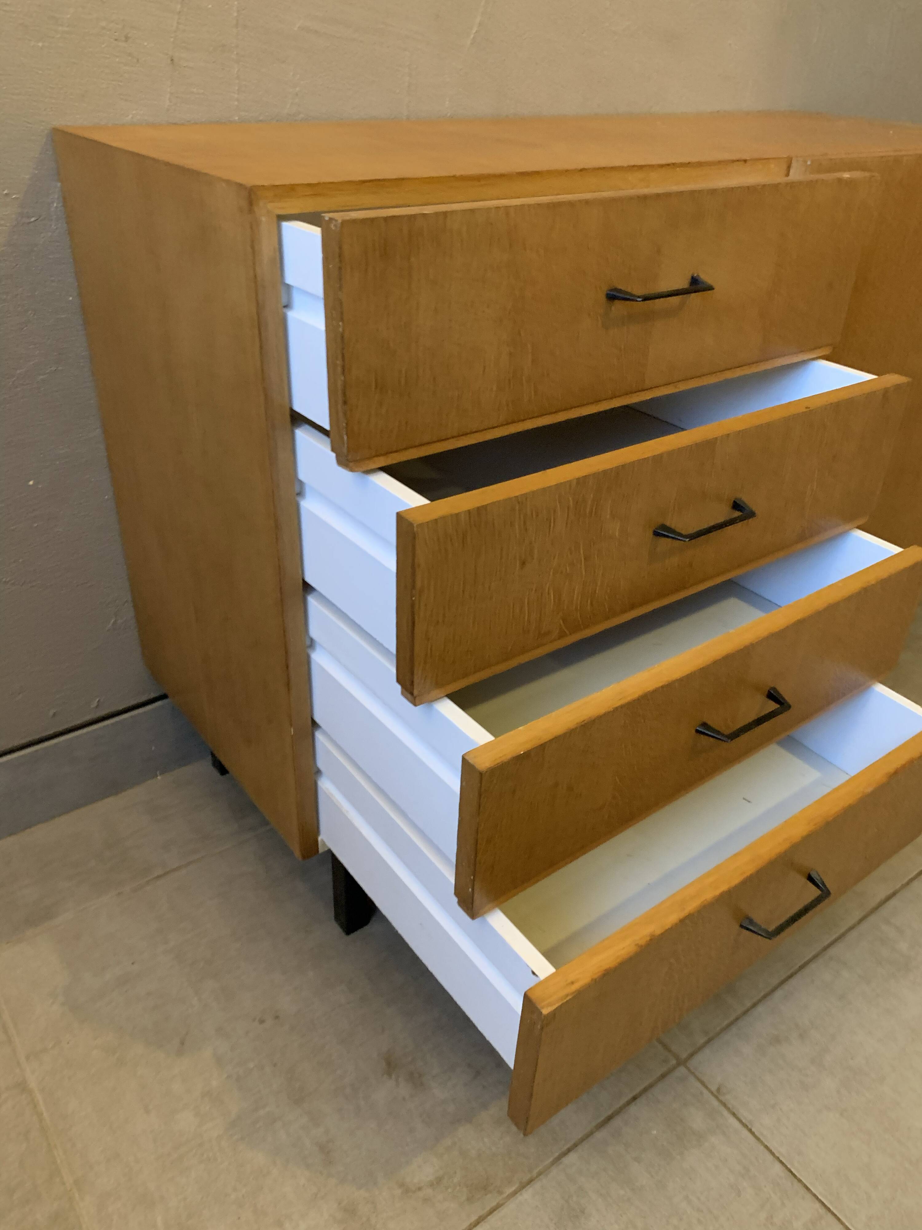 Scandinavian vintage chest of drawers from the 60s in light oak