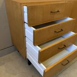 Scandinavian vintage chest of drawers from the 60s in light oak