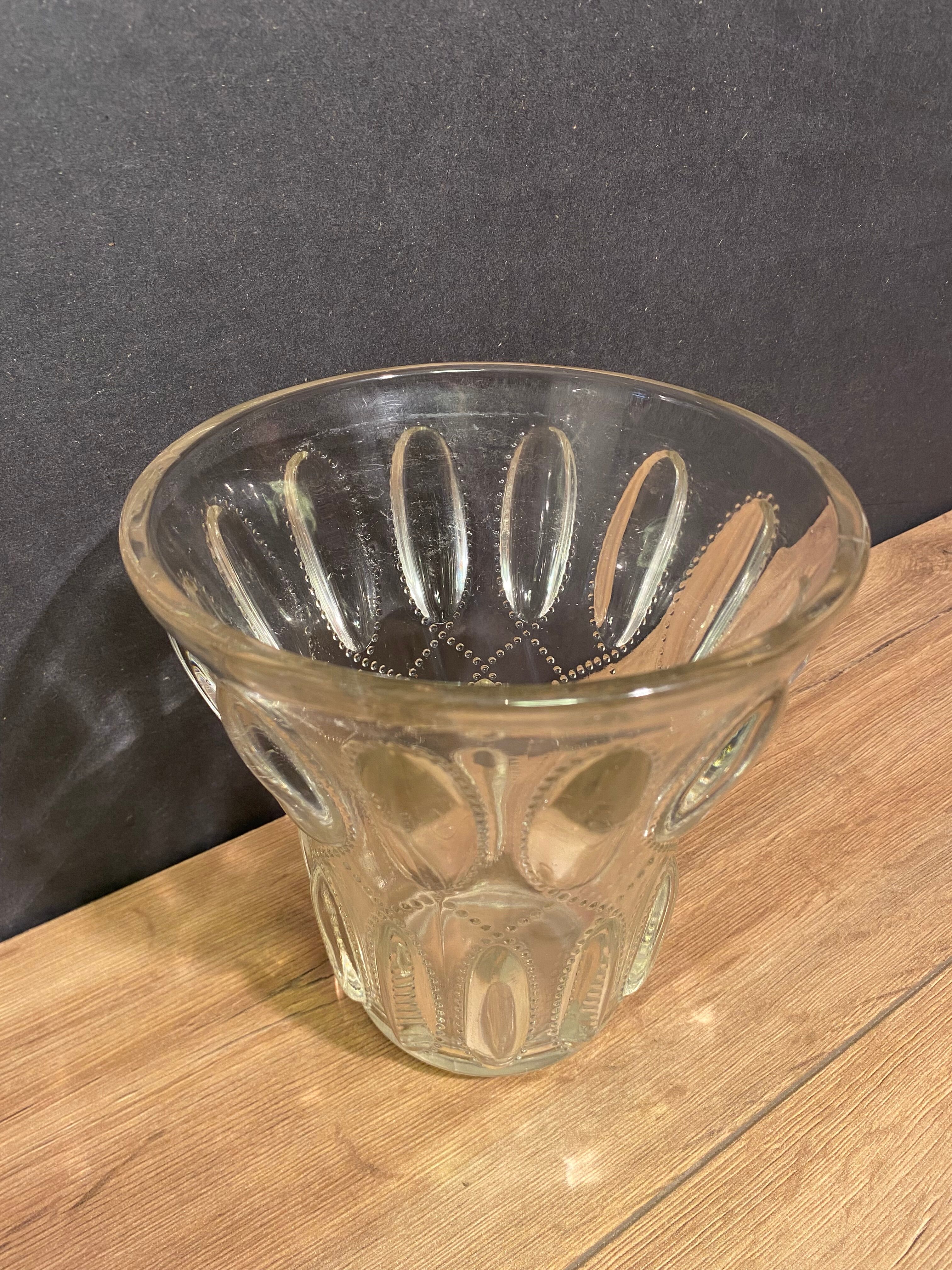 Art Deco glass vase Val Saint Lambert ephemeral model series Luxval 1935