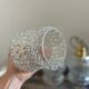 Set of three vintage pendant lamps in chiseled glass