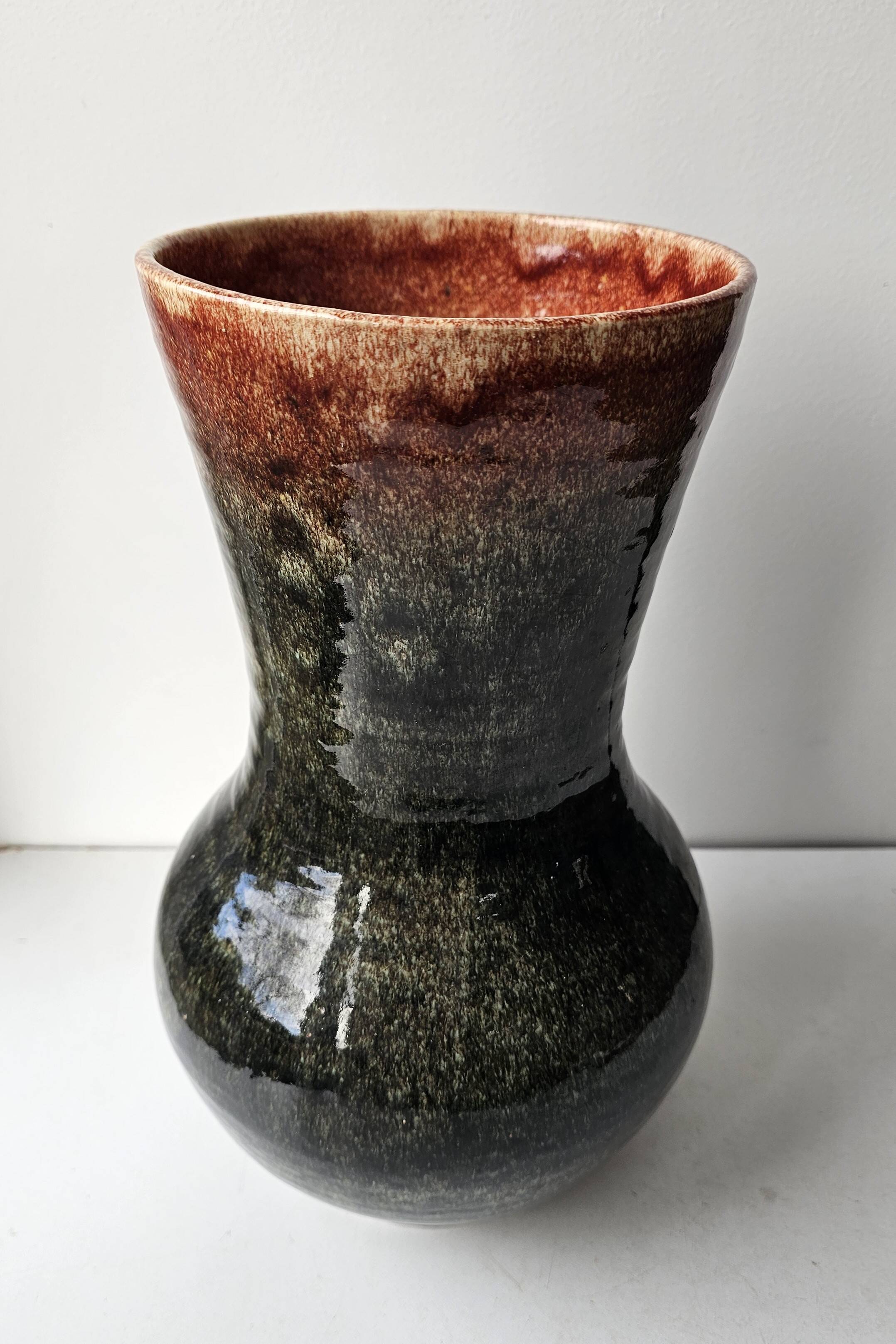 Large baluster vase in glazed ceramic Signed Accolay