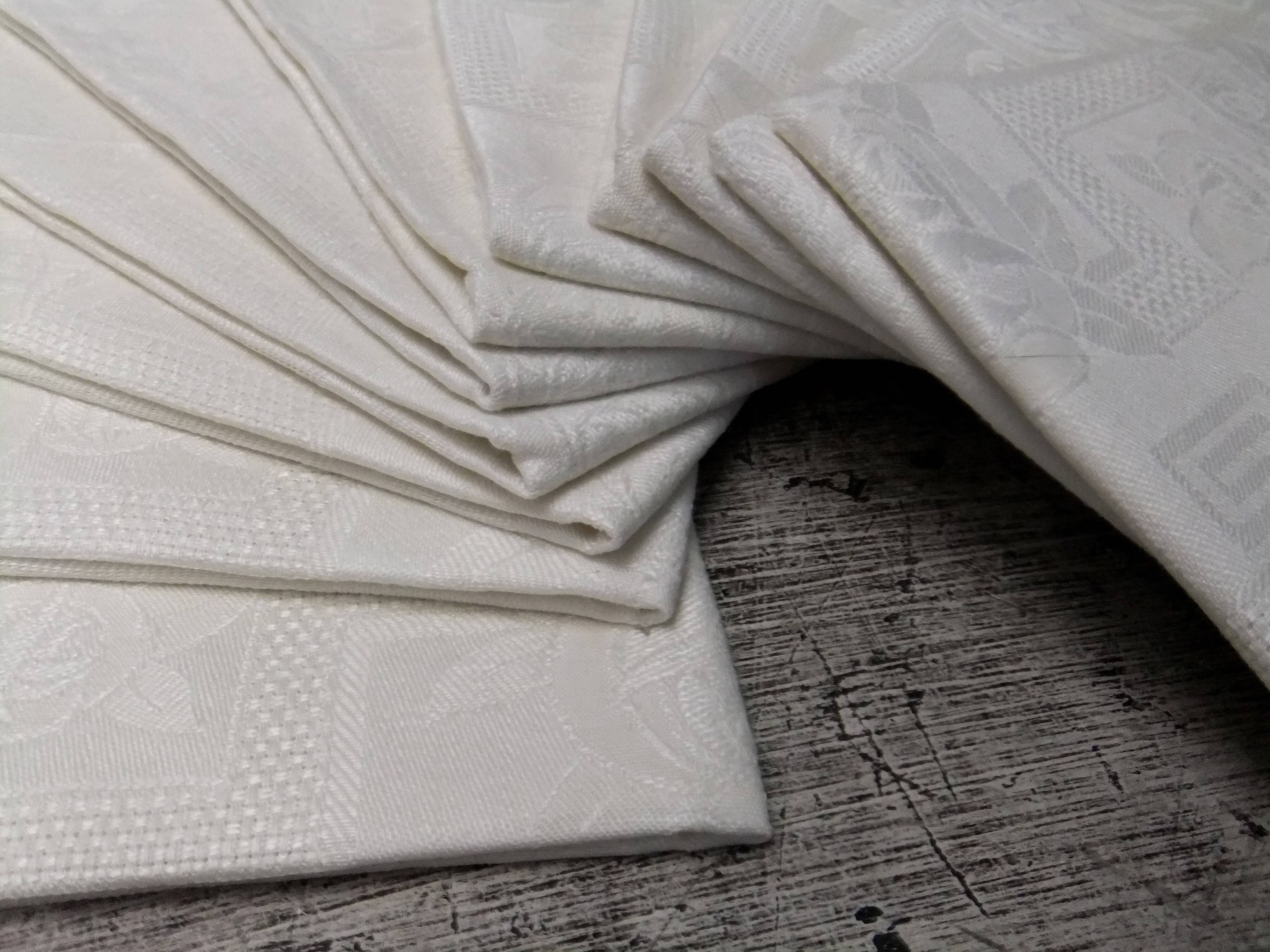 Old art nouveau damask napkins foral 60 cm