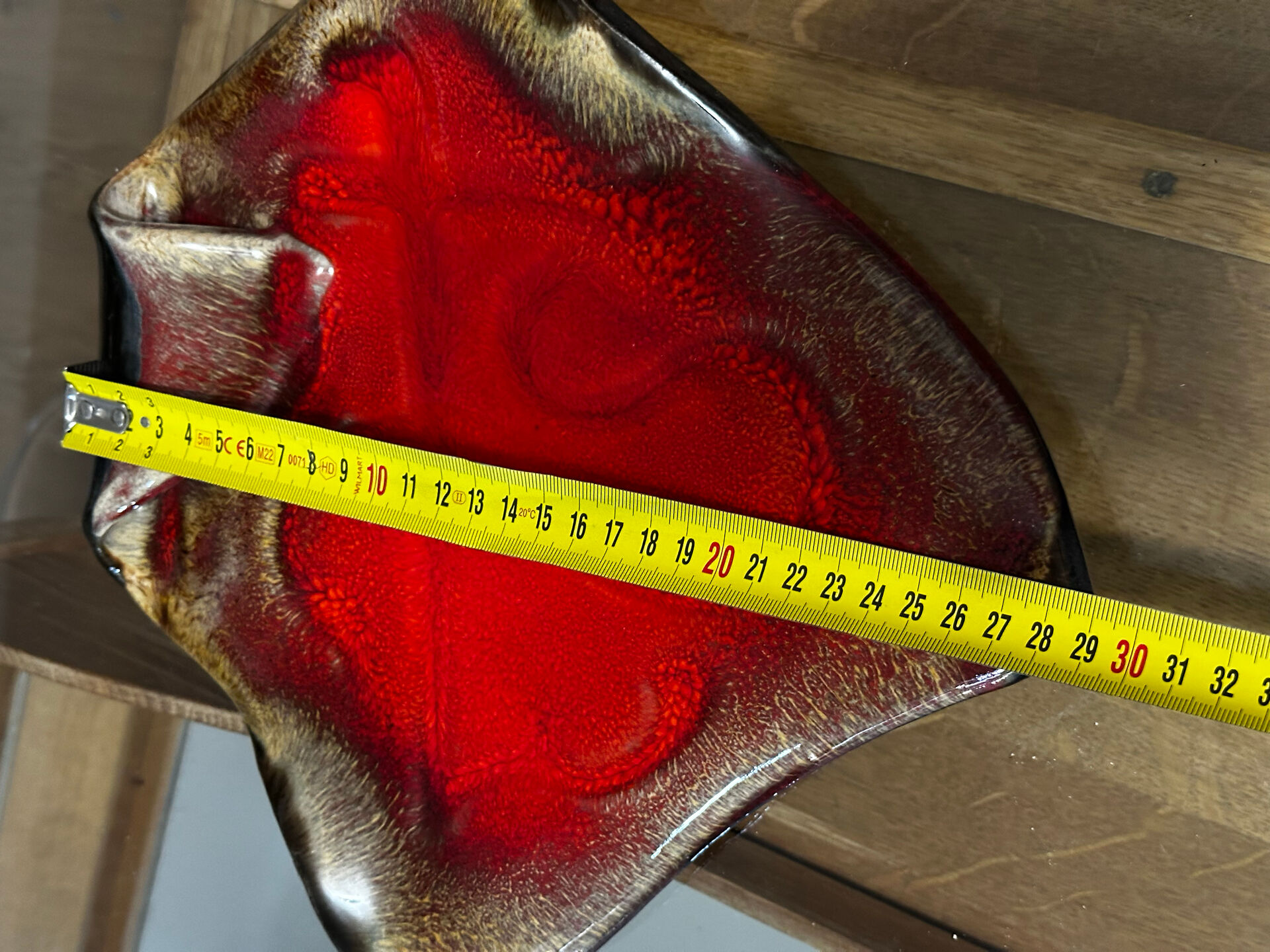 glazed red ceramic vide-poche signed - 1960s
