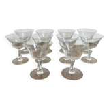 Antique engraved glass champagne glasses