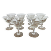 Antique engraved glass champagne glasses