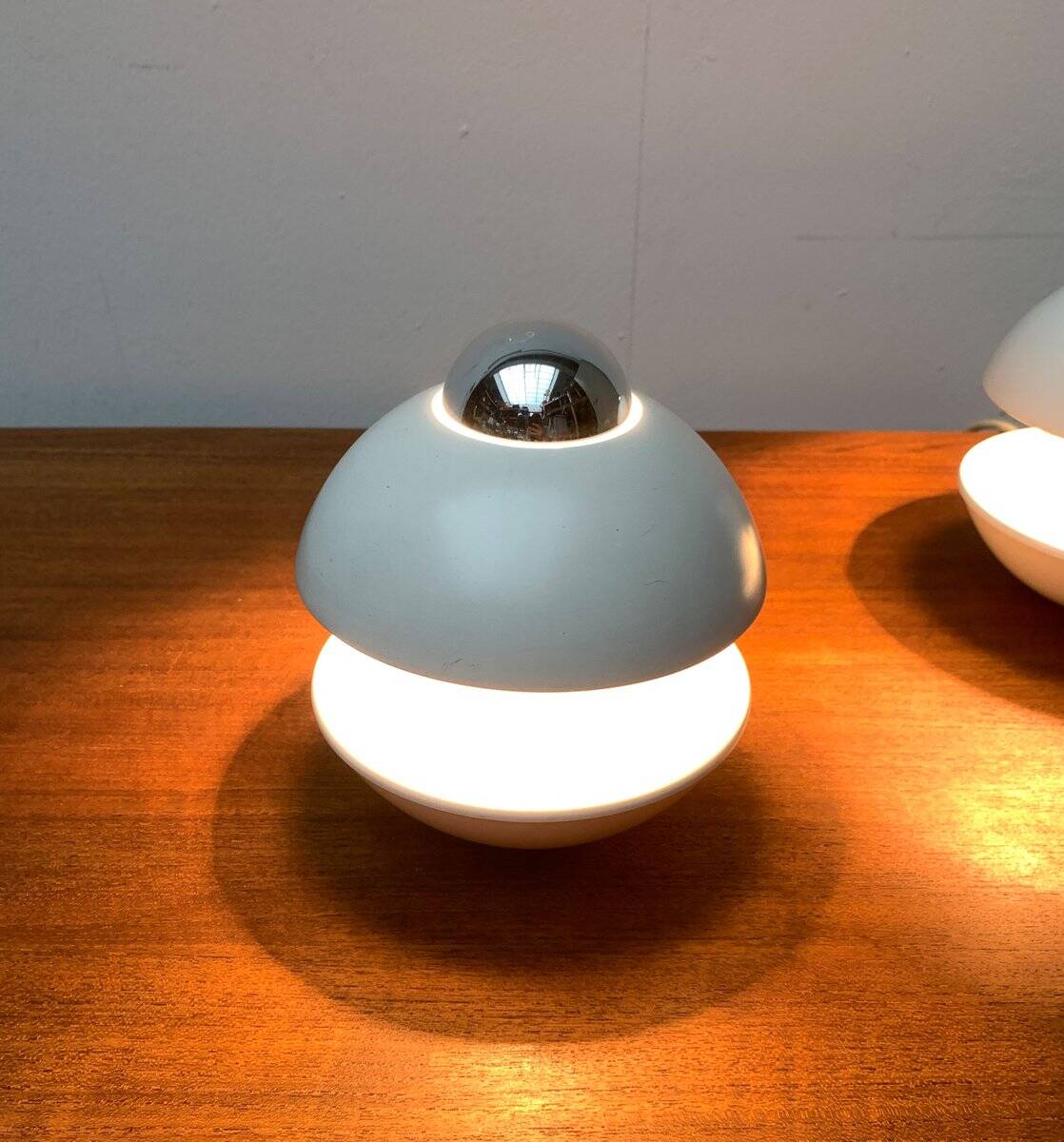 Table lamp or mushroom wall light from the German space age mid-century by Klaus Hempel for Kaiser Leuchten, 1970s, set of 2.