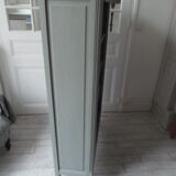 Louis XV style bookcase, green gray with 3 adjustable shelves, wooden tray.