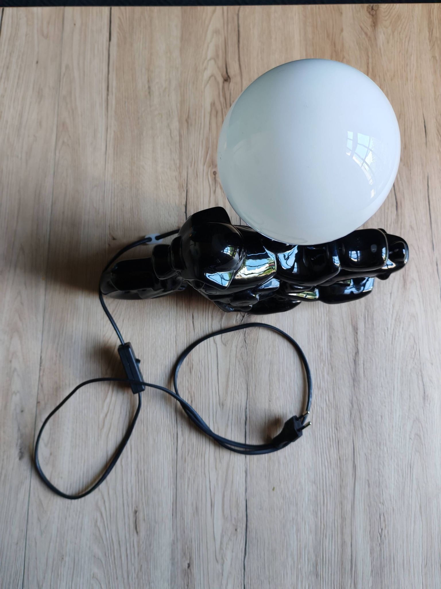 Vintage black ceramic motorcycle table lamp | Harley Davidson style