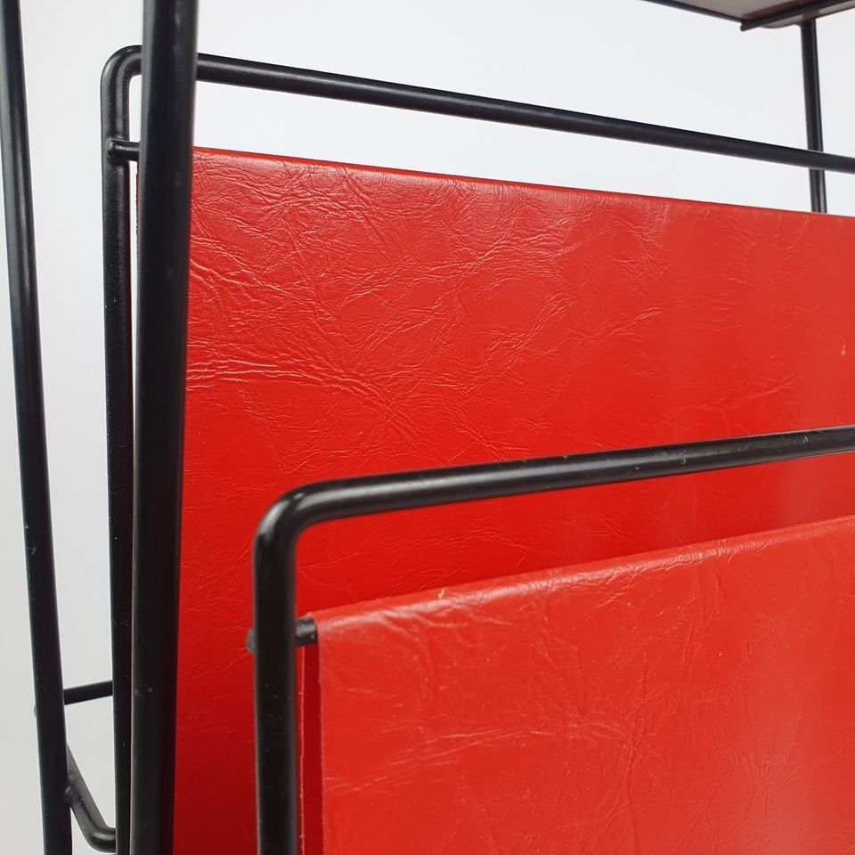 Vintage trolley magazine rack side table, 1960