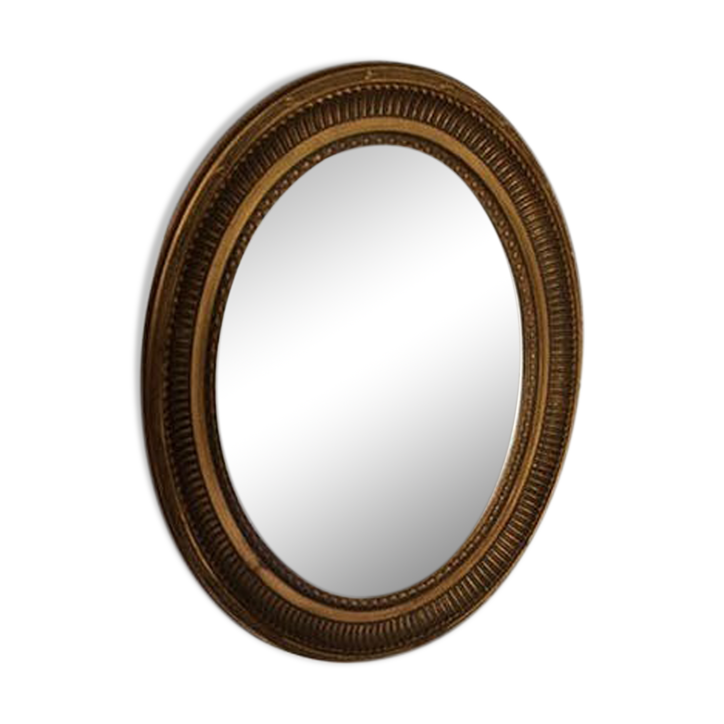 Miroir ancien ovale doré 50x40cm