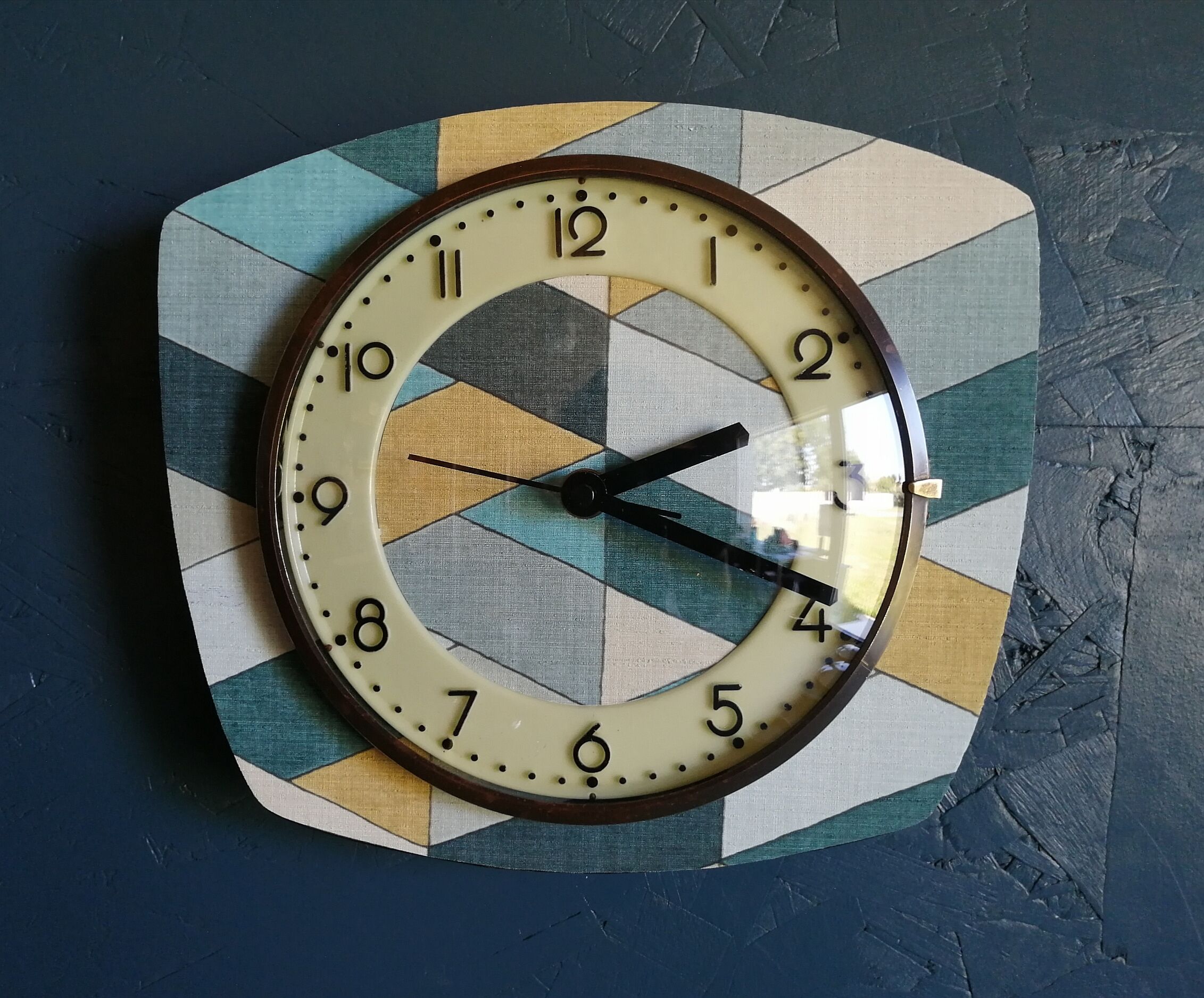 Clock formica vintage asymmetrical silent wall clock "Diamonds"