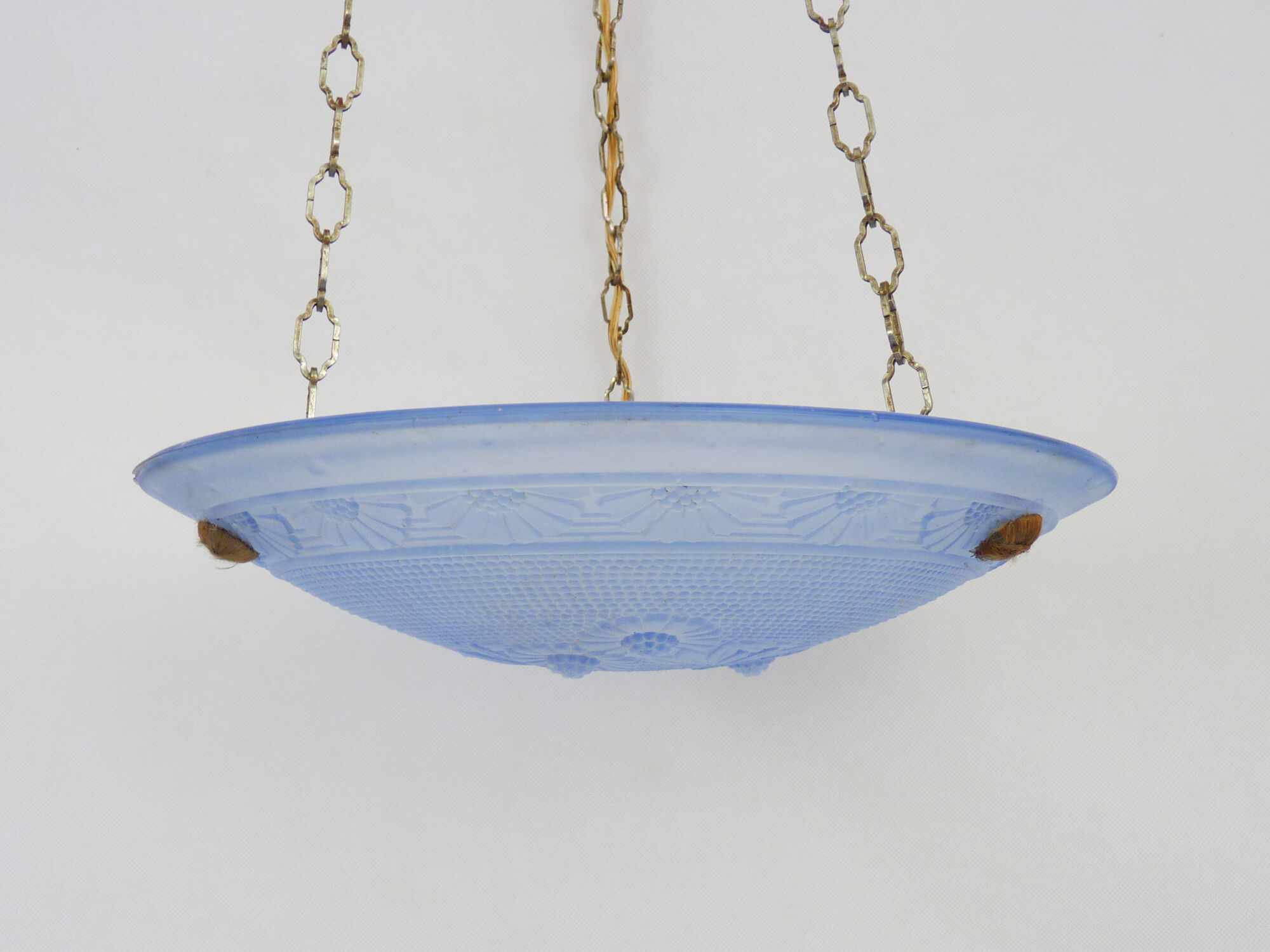 Suspension cava Art Deco 1 Fire in blue glass. Signed Delmas. Year 30