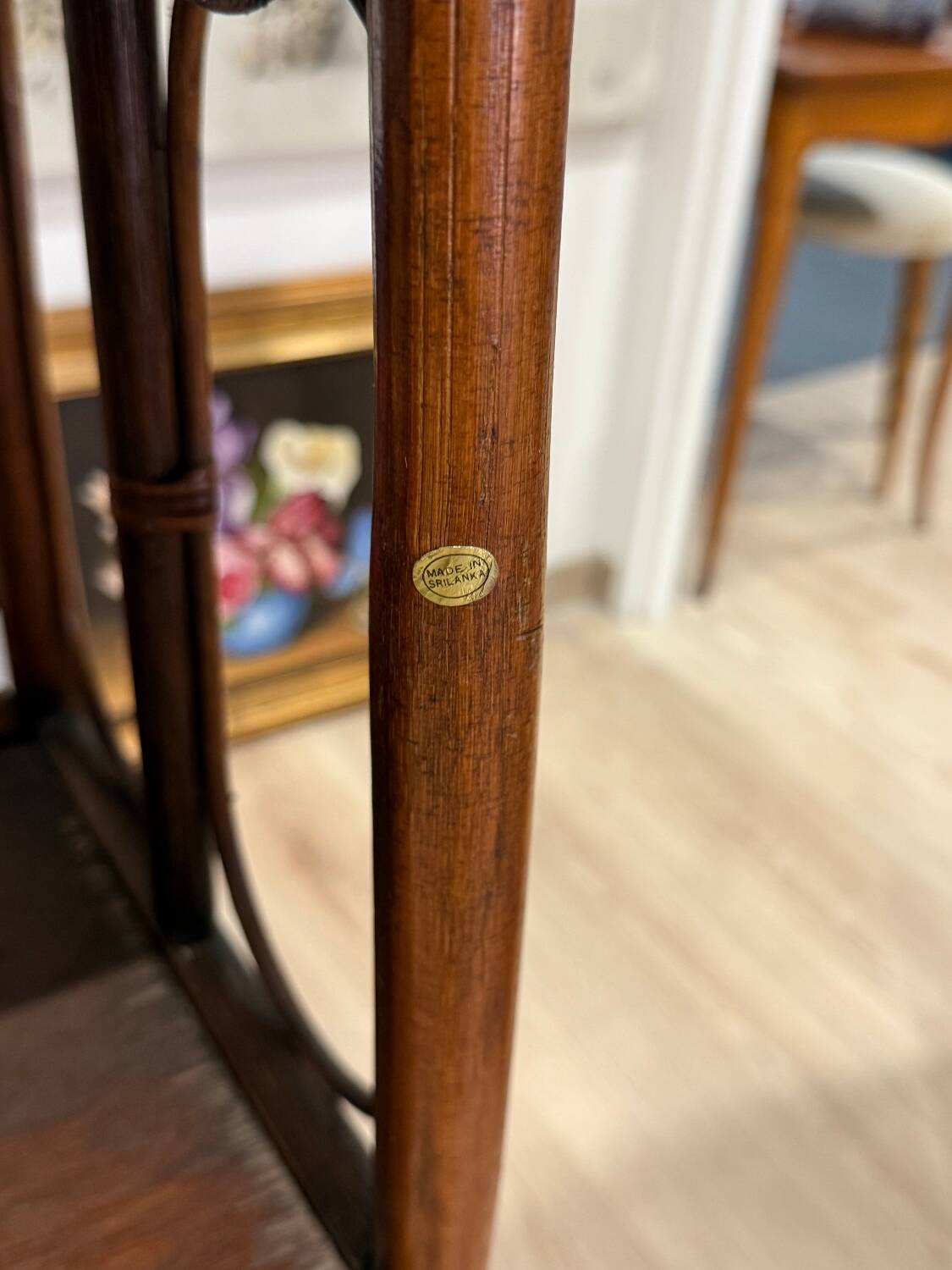 Étagère vintage en rotin - 4 niveaux - Made in Sri Lanka