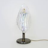 Large foliage table lamp in glass and anthracite gray metal. 80 years