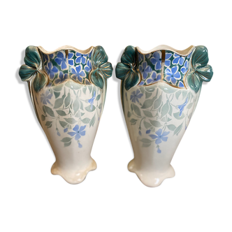 Lot de deux vases art-deco pervenche keller et guérin