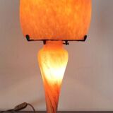 Vintage mushroom lamp glass paste signed art de France 1970