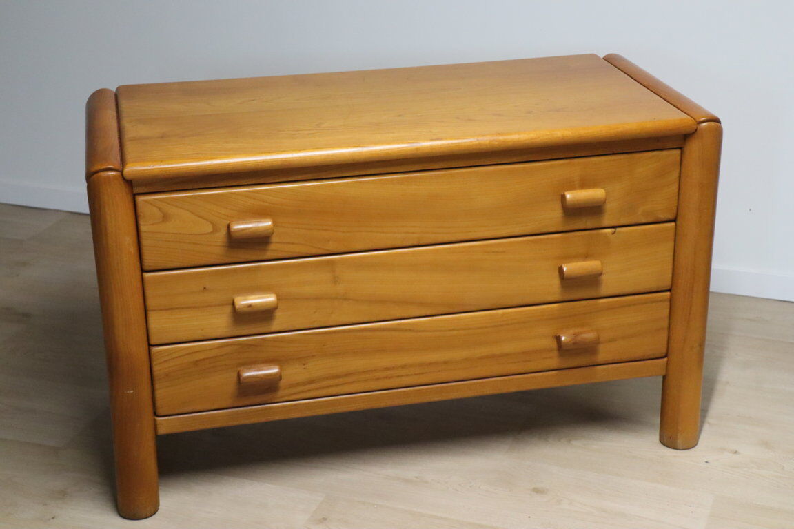 Commode vintage en orme massif, 1970