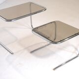 Two tables gigognes glass and chrome