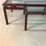 Pierre Vandel metal lacquered stone bass table and glass