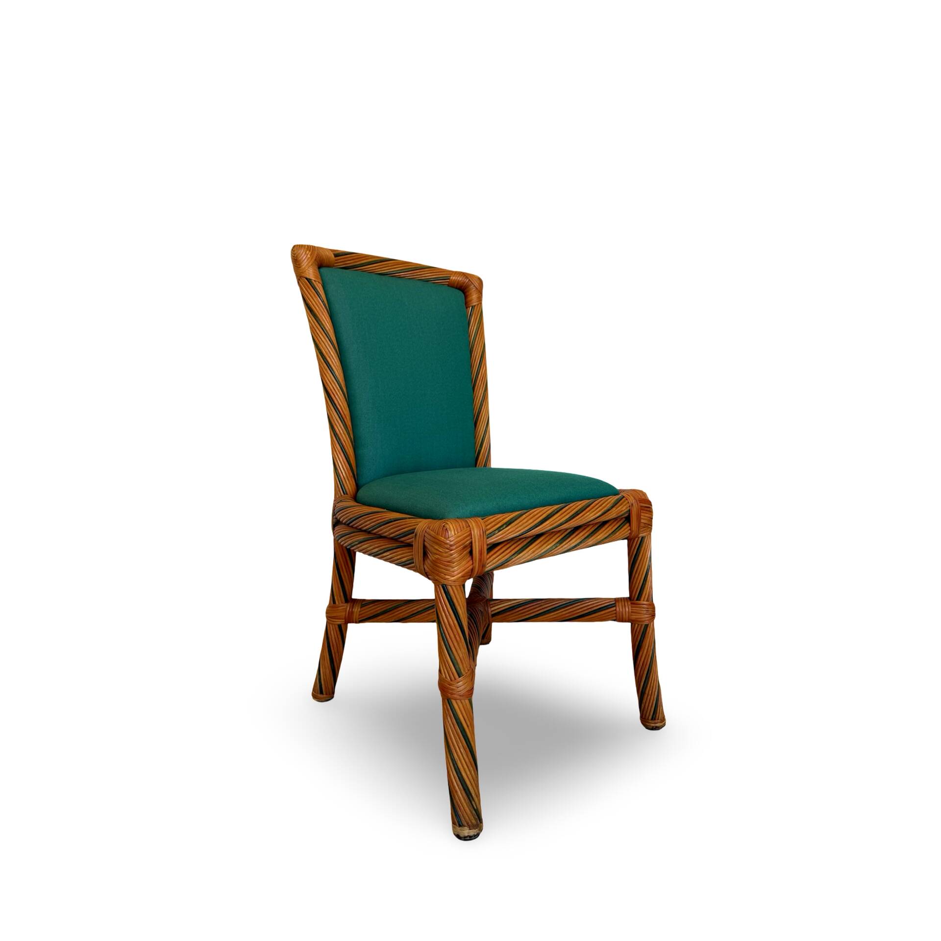 Set of six vintage bamboo and rattan dining chairs