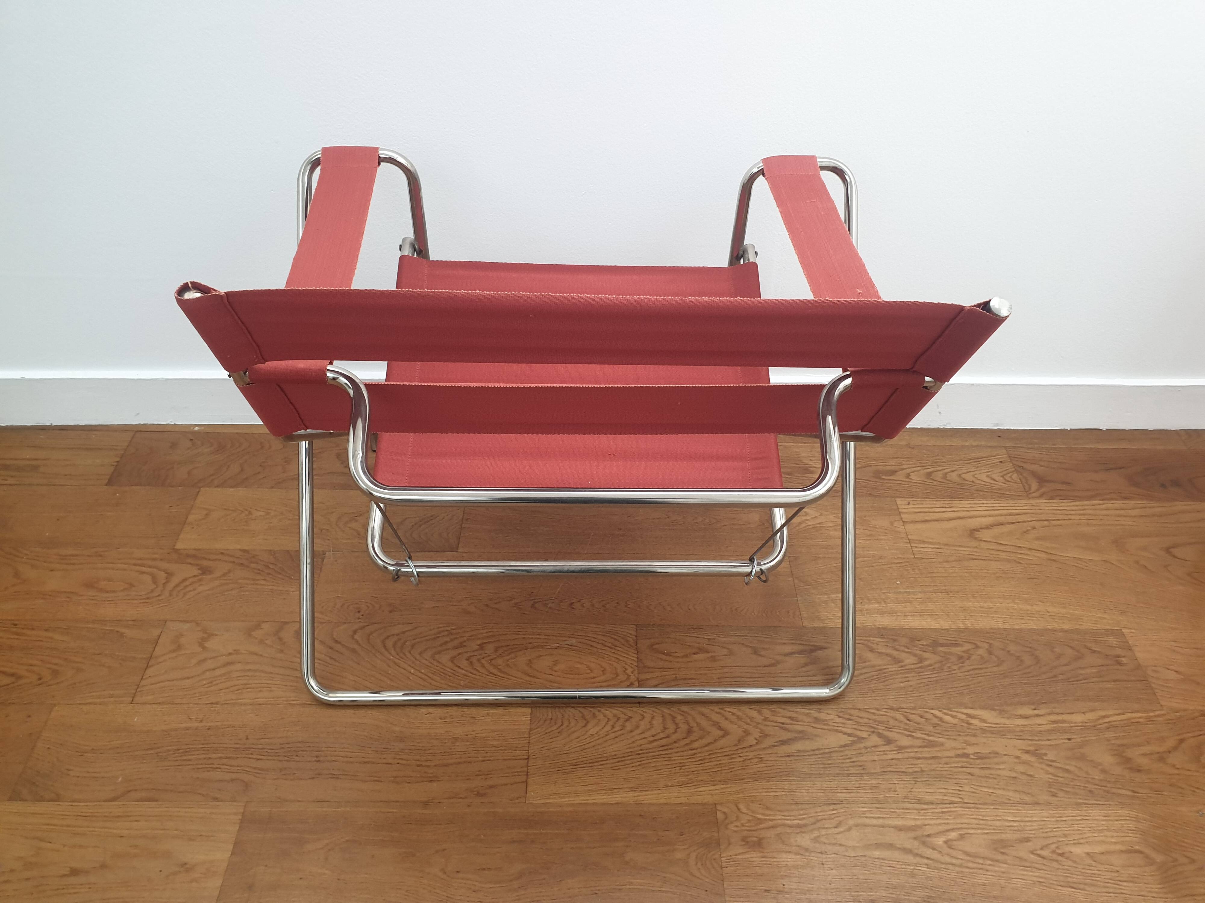 Pair of D4 folding armchairs by Marcel Breuer,  Tecta edition